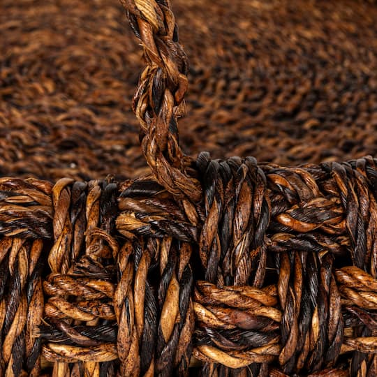 Hello Honey® 29" Dark Brown Artisanal Bankuan Braided Tray with Handles